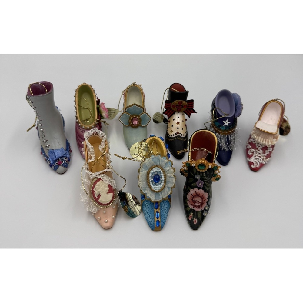 Ashton Drake Fashion Mini High Heel Shoe Heirloom Ornaments Set Of 9 W/ Tags